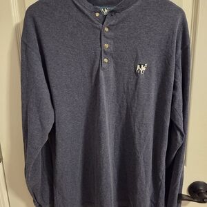 Vintage Big Dogs Blue Long Sleeve Henley Shirt Size Small